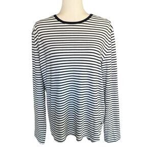 Nautica Top Women's L Breton Stripes L/S Coastal Preppy fishingcore Prep Casual